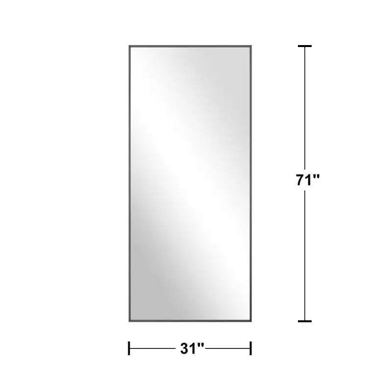 Miroir Rectangulaire Mural ou sur Pied Noir 71 x 31 po avec Support