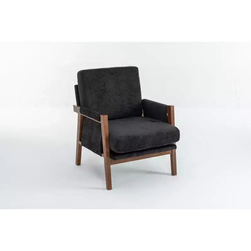 Fauteuil d'appoint moderne du milieu du siècle TUYOHW avec fauteuil de salon en bois rembourré en chenille avec accoudoir Fauteuils simples pour le salon, la chambre
