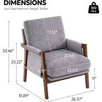Fauteuil d'appoint moderne du milieu du siècle TUYOHW avec fauteuil de salon en bois rembourré en chenille avec accoudoir Fauteuils simples pour le salon, la chambre