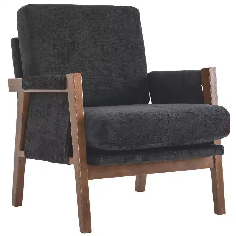 Fauteuil d'appoint moderne du milieu du siècle TUYOHW avec fauteuil de salon en bois rembourré en chenille avec accoudoir Fauteuils simples pour le salon, la chambre