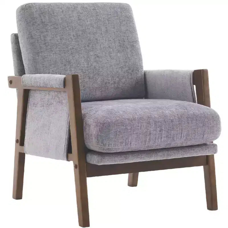 Fauteuil d'appoint moderne du milieu du siècle TUYOHW avec fauteuil de salon en bois rembourré en chenille avec accoudoir Fauteuils simples pour le salon, la chambre