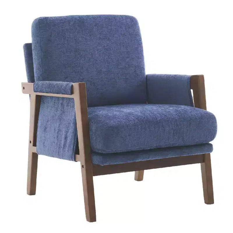 Fauteuil d'appoint moderne du milieu du siècle TUYOHW avec fauteuil de salon en bois rembourré en chenille avec accoudoir Fauteuils simples pour le salon, la chambre