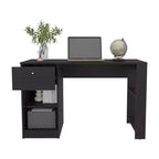 TUYOHW 47 Bureau en bois, bureau à domicile avec un tiroir, quatre étagères, grand espace pour les jambes, bureau d'ordinateur moderne pour l'étude, le bureau, la salle de jeux