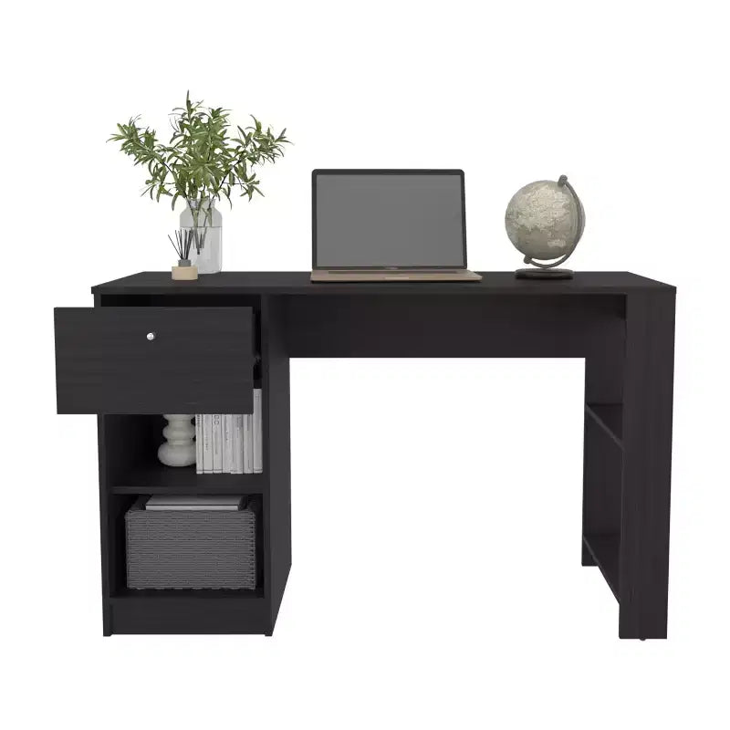 TUYOHW 47 Bureau en bois, bureau à domicile avec un tiroir, quatre étagères, grand espace pour les jambes, bureau d'ordinateur moderne pour l'étude, le bureau, la salle de jeux