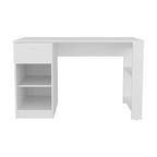 TUYOHW 47 Bureau en bois, bureau à domicile avec un tiroir, quatre étagères, grand espace pour les jambes, bureau d'ordinateur moderne pour l'étude, le bureau, la salle de jeux