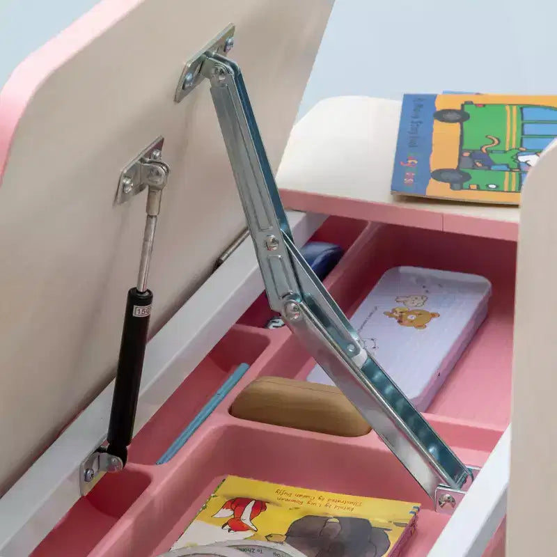 TUYOHW Bureau en bois pour enfants, bureau d'écriture pour enfants avec hauteur réglable et plateau inclinable, étagère de rangement et tiroir, table scolaire pour étudiants de 3 à 12 ans
