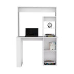 TUYOHW 38.8 Bureau d'ordinateur, bureau avec huche et 5 étagères de rangement, grand plateau de travail, poste de travail moderne pour ordinateur portable, bureau, chambre à coucher, étude