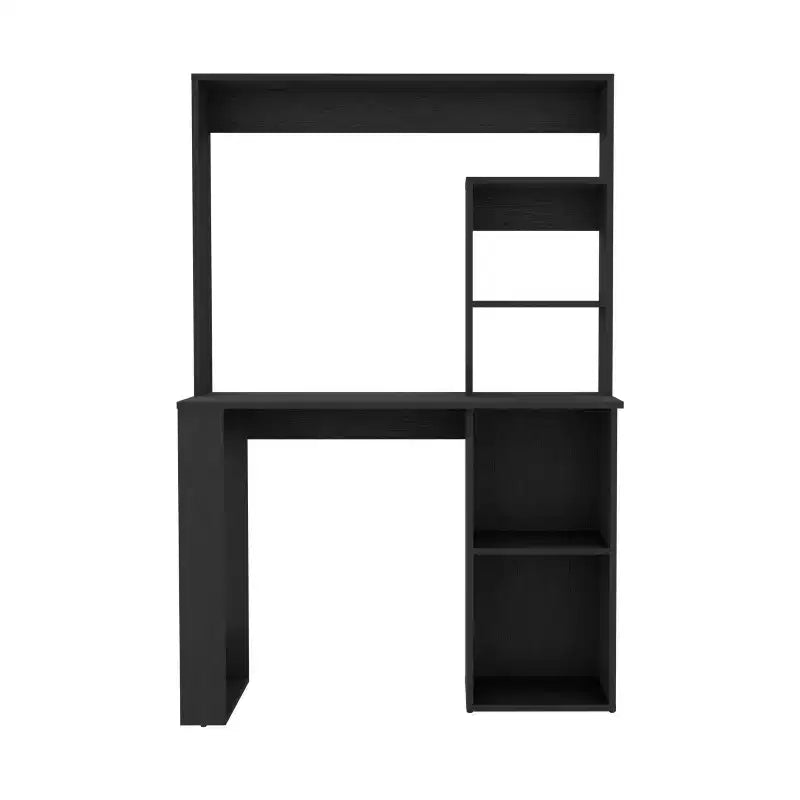 TUYOHW 38.8 Bureau d'ordinateur, bureau avec huche et 5 étagères de rangement, grand plateau de travail, poste de travail moderne pour ordinateur portable, bureau, chambre à coucher, étude