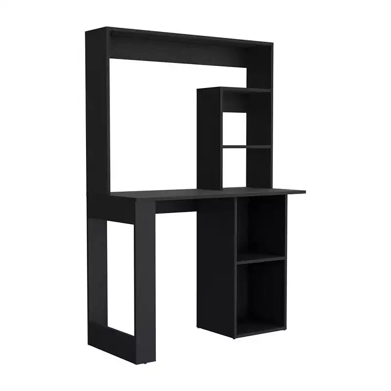 TUYOHW 38.8 Bureau d'ordinateur, bureau avec huche et 5 étagères de rangement, grand plateau de travail, poste de travail moderne pour ordinateur portable, bureau, chambre à coucher, étude