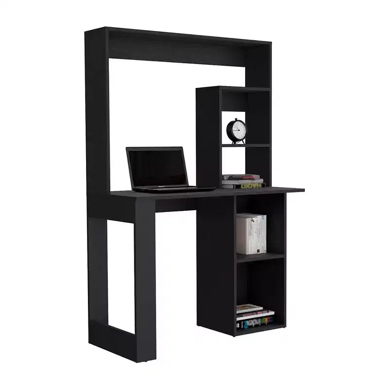 TUYOHW 38.8 Bureau d'ordinateur, bureau avec huche et 5 étagères de rangement, grand plateau de travail, poste de travail moderne pour ordinateur portable, bureau, chambre à coucher, étude