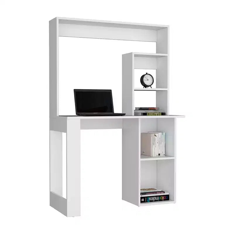 TUYOHW 38.8 Bureau d'ordinateur, bureau avec huche et 5 étagères de rangement, grand plateau de travail, poste de travail moderne pour ordinateur portable, bureau, chambre à coucher, étude