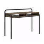 Bureau d'écriture moderne et classique TUYOHW, bureau en bois avec 2 étagères ouvertes, plateau en noyer, cadre en acier noir, bureau d'ordinateur industriel pour le bureau à domicile