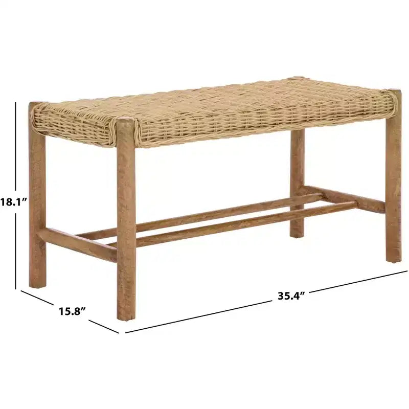 Banc Enrique avec cannage en rotin - BCH6500 - Beige - Safavieh
