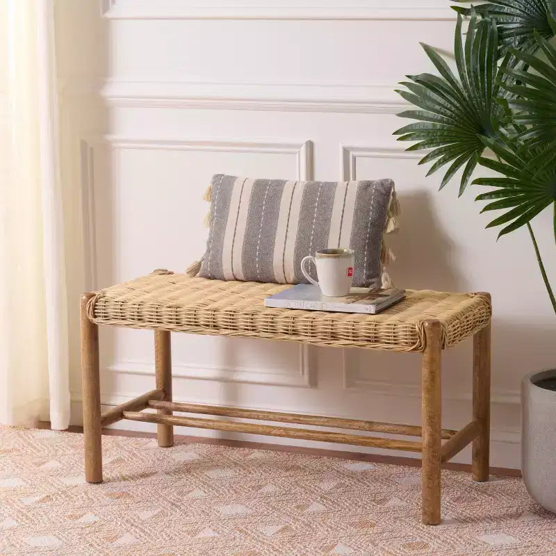 Banc Enrique avec cannage en rotin - BCH6500 - Beige - Safavieh