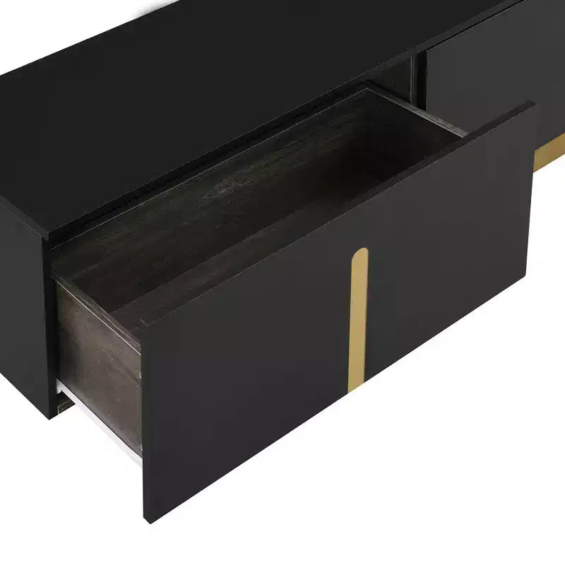 Meuble TV moderne JVNOXK de 170 cm avec 1 tiroir et 2 armoires, étagères réglables, convient aux téléviseurs de 70 pouces et moins pour les salons, Noir