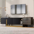 Meuble TV moderne JVNOXK de 170 cm avec 1 tiroir et 2 armoires, étagères réglables, convient aux téléviseurs de 70 pouces et moins pour les salons, Noir