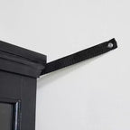 VIYET 69 Bibliothèque/Vitrine Antique - MDF Noir+Verre, 4 Portes, Étagères Réglables, Ampoule E26