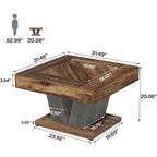 Table basse carrée Lantine, Table basse en bois pour salon, Table d'appoint moderne 80 cm, Marron rustique et noir