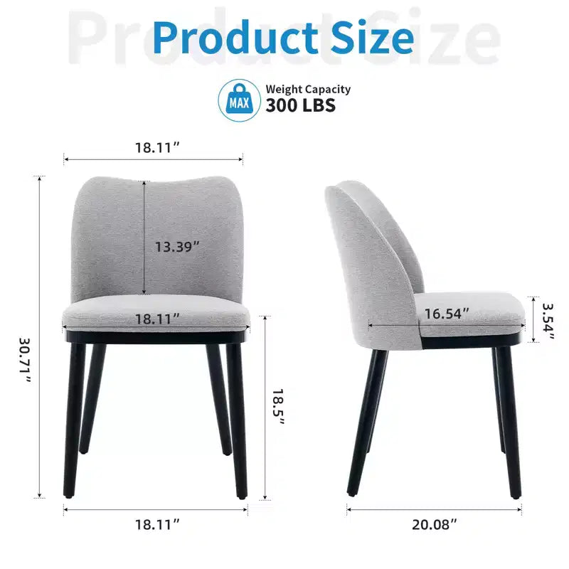 Lot de 2 chaises de salle à manger rembourrées - Assise et dossier rembourrés, pieds en bois, capacité de 136 kg, chaises pour salle à manger, cuisine, restaurant, café