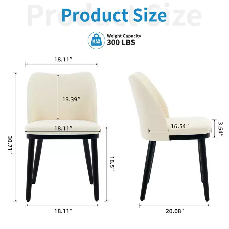 Lot de 2 chaises de salle à manger rembourrées - Assise et dossier rembourrés, pieds en bois, capacité de 136 kg, chaises pour salle à manger, cuisine, restaurant, café