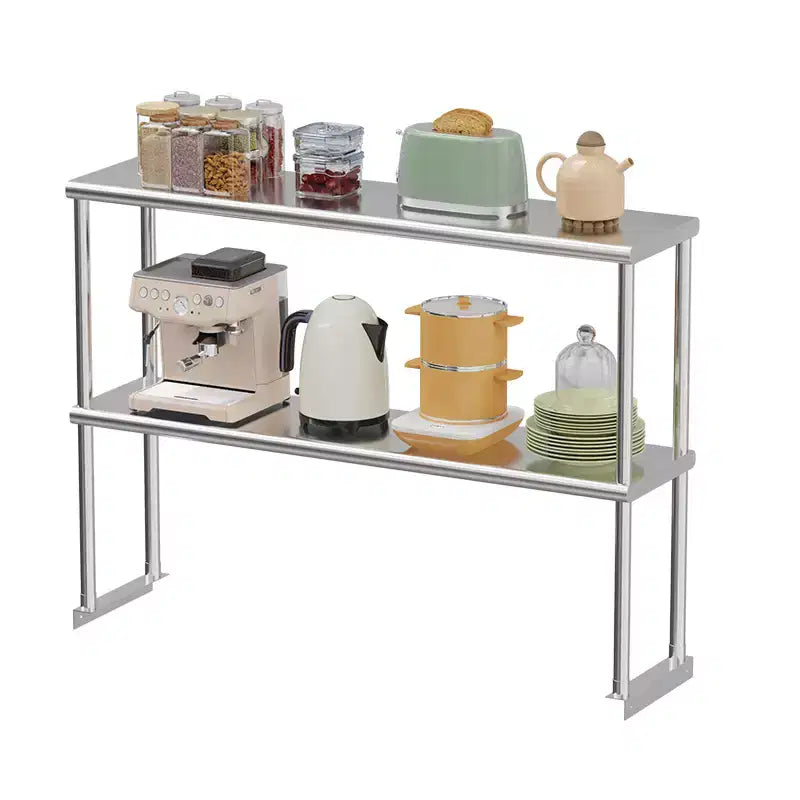Doubles étagères supérieures en acier inoxydable, 48x12 pouces, étagères supérieures commerciales avec étagère inférieure réglable, résistantes à la rouille, pour table de préparation et établi