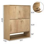 Meuble à chaussures fin et cannelé avec 2 tiroirs basculants et étagère inférieure, organiseur de rangement caché pour entrée, couloir et placard - Étagère à chaussures autoportante