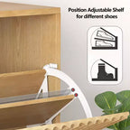 Meuble à chaussures fin et cannelé avec 2 tiroirs basculants et étagère inférieure, organiseur de rangement caché pour entrée, couloir et placard - Étagère à chaussures autoportante