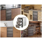 Tiroirs de cuisine extérieure, tiroirs triples encastrables en acier inoxydable de 35,56 cm L x 60,96 cm H x 45,72 cm P, tiroirs de barbecue pour îlot de cuisine extérieure