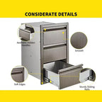 Tiroirs de cuisine extérieure, tiroirs triples encastrables en acier inoxydable de 35,56 cm L x 60,96 cm H x 45,72 cm P, tiroirs de barbecue pour îlot de cuisine extérieure