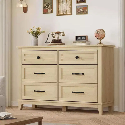 6 Dresser for Bedroom, 47 in Wide Drawer Dresser with Storage Freestanding, Wooden Closet Storage Chest for Living Room, Bedroom, Entryway