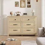 Commode 6 tiroirs pour chambre, commode de 119 cm de large avec rangement autonome, commode de rangement en bois pour salon, chambre, entrée