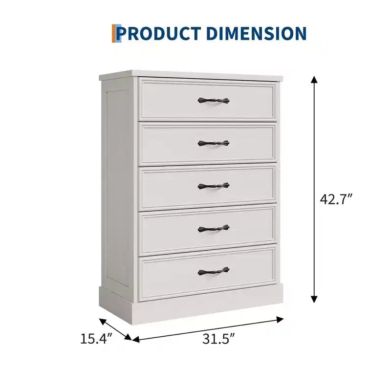 Commode à 5 tiroirs pour chambre à coucher, chiffonnier, meuble de rangement pour chambre à coucher, salon, couloir et bureau