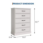 Commode à 5 tiroirs pour chambre à coucher, chiffonnier, meuble de rangement pour chambre à coucher, salon, couloir et bureau
