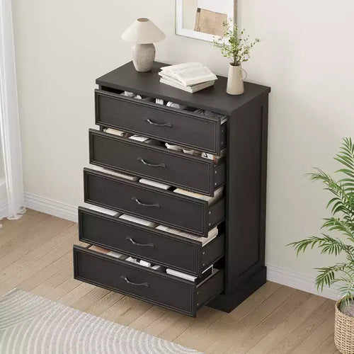 Commode à 5 tiroirs pour chambre à coucher, chiffonnier, meuble de rangement pour chambre à coucher, salon, couloir et bureau
