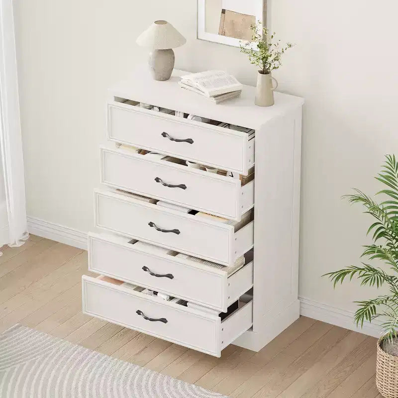 Commode à 5 tiroirs pour chambre à coucher, chiffonnier, meuble de rangement pour chambre à coucher, salon, couloir et bureau
