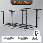 Étagère de rangement de garage robuste 3X8 pi, système d'organisation de garage en métal, étagères de rangement réglables au plafond, capacité de charge de 600 lb