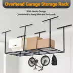 Étagère de rangement de garage robuste 3X8 pi, système d'organisation de garage en métal, étagères de rangement réglables au plafond, capacité de charge de 600 lb