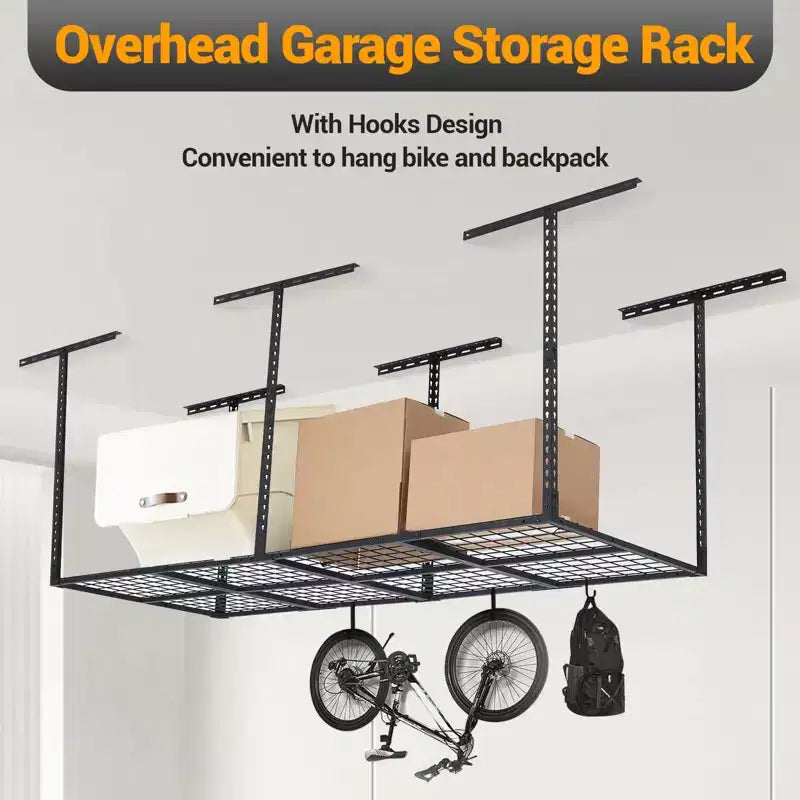 Étagère de rangement de garage robuste 3X8 pi, système d'organisation de garage en métal, étagères de rangement réglables au plafond, capacité de charge de 600 lb