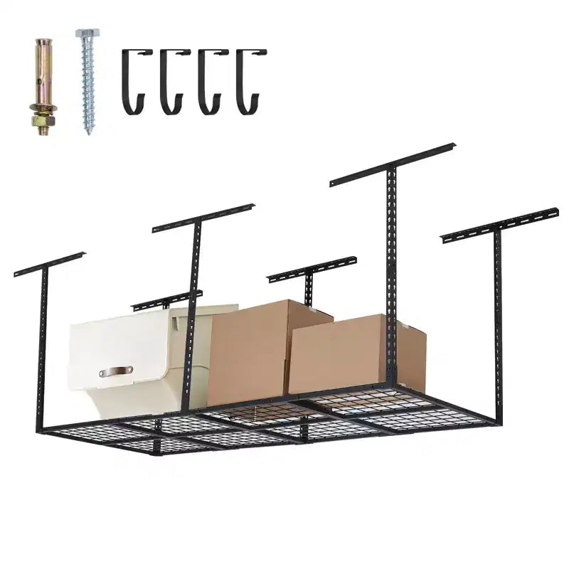 Étagère de rangement de garage robuste 3X8 pi, système d'organisation de garage en métal, étagères de rangement réglables au plafond, capacité de charge de 600 lb