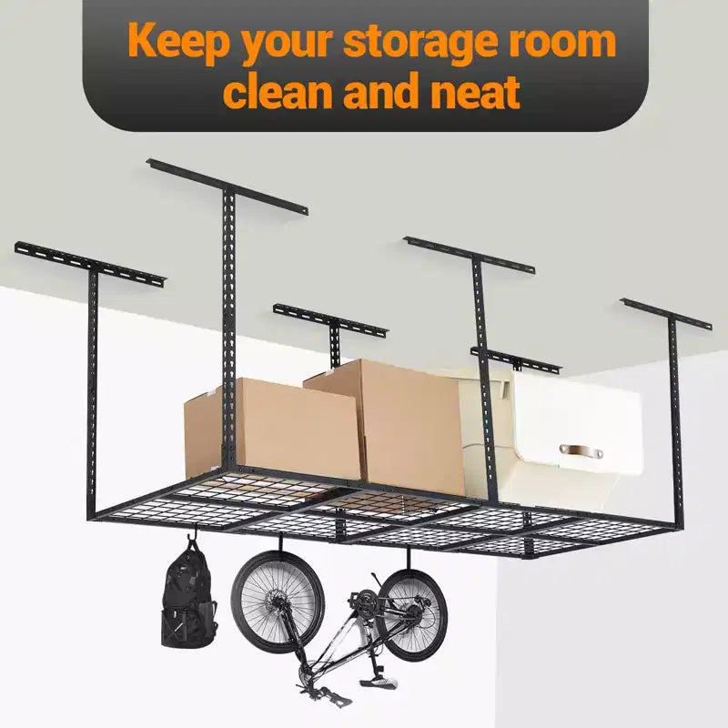 Étagère de rangement de garage robuste 3X8 pi, système d'organisation de garage en métal, étagères de rangement réglables au plafond, capacité de charge de 600 lb