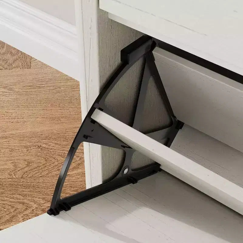 Meuble à chaussures mince autoportant avec 3 tiroirs basculants, meuble à chaussures en bois dissimulé avec motif floral évidé et poignées en forme de diamant, pour la maison