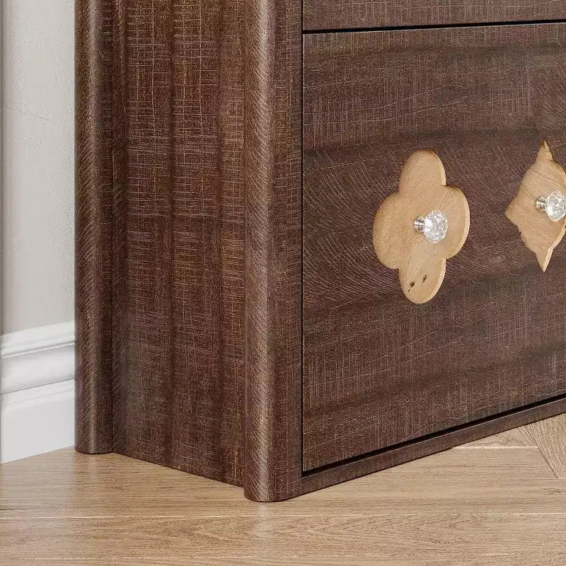 Meuble à chaussures mince autoportant avec 3 tiroirs basculants, meuble à chaussures en bois dissimulé avec motif floral évidé et poignées en forme de diamant, pour la maison