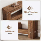 Console rustique pour entrée, table de canapé en bois à 2 niveaux avec étagère de rangement, longue table de couloir rectangulaire derrière le canapé