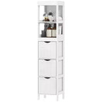 Slim Bathroom Storage Cabinet with 3 Drawers - Narrow Floor Cabinet for Small Spaces, White
