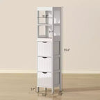 Meuble de rangement de salle de bain fin avec 3 tiroirs - Meuble bas étroit pour petits espaces, blanc