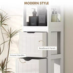 Meuble de rangement de salle de bain fin avec 3 tiroirs - Meuble bas étroit pour petits espaces, blanc