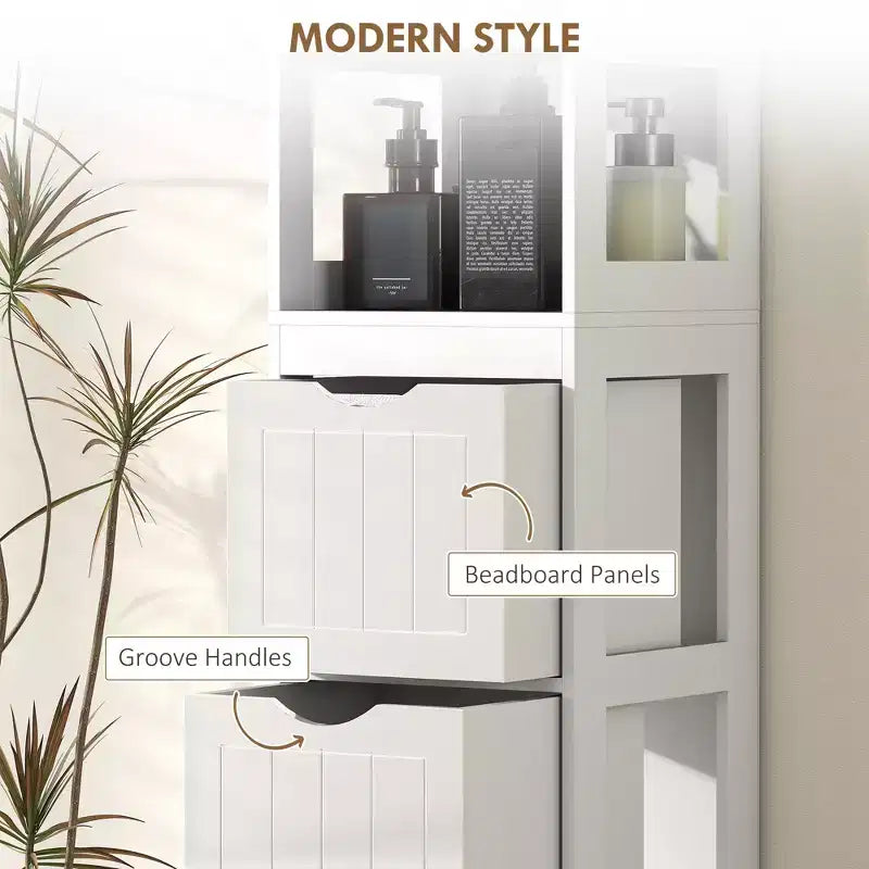 Meuble de rangement de salle de bain fin avec 3 tiroirs - Meuble bas étroit pour petits espaces, blanc
