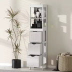 Meuble de rangement de salle de bain fin avec 3 tiroirs - Meuble bas étroit pour petits espaces, blanc