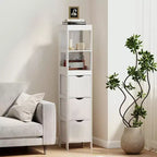 Meuble de rangement de salle de bain fin avec 3 tiroirs - Meuble bas étroit pour petits espaces, blanc