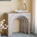 GDFStudio Jungkook Console scultpurelle en béton léger moderne avec finition aspect travertin